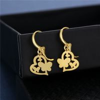 European And American Heart-shaped Butterfly Earrings Stainless Steel 18k Gold Earrings main image 4