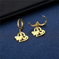 European And American Heart-shaped Butterfly Earrings Stainless Steel 18k Gold Earrings main image 5