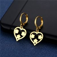 Fashion Accessories Stainless Steel Heart-shaped Plum Blossom Smooth Earrings main image 2