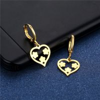 Fashion Accessories Stainless Steel Heart-shaped Plum Blossom Smooth Earrings main image 3