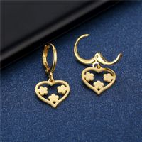 Fashion Accessories Stainless Steel Heart-shaped Plum Blossom Smooth Earrings main image 5
