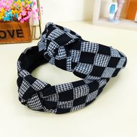 Korean Version Of The New Fabric Headband Wide-sided Checkerboard Lattice Cross Knotted Headband main image 3