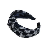 Korean Version Of The New Fabric Headband Wide-sided Checkerboard Lattice Cross Knotted Headband main image 6