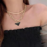 Retro Black Triangle Letter Pendant Necklace European And American Ins Hip Hop Clavicle Chain main image 2