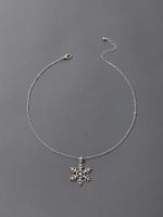 2021 New Ornament Christmas Silver Snowflake Necklace sku image 1