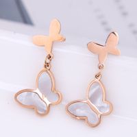 Exquisite Korean Fashion Simple Size Butterfly Titanium Steel Temperament Stud Earrings main image 4