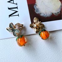 Nihaojewelry Retro Plant Flower Pumpkin Drop Glaze Stud Earrings Wholesale Jewelry sku image 3