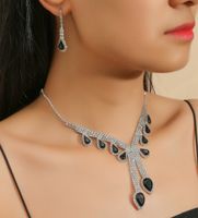 Women's Alloy Rhinestone Necklace And Earring Set sku image 1