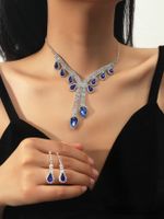 Women's Alloy Rhinestone Necklace And Earring Set sku image 2