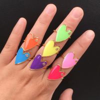 Color Dripping Oil Love Ring European And American Cross-border New Heart-shaped Zircon Copper Ring Fashion Accessories main image 6