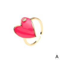 Color Dripping Oil Love Ring European And American Cross-border New Heart-shaped Zircon Copper Ring Fashion Accessories main image 5