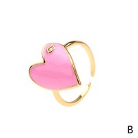 Color Dripping Oil Love Ring European And American Cross-border New Heart-shaped Zircon Copper Ring Fashion Accessories main image 4