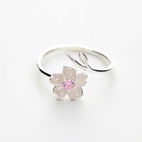 2021 New Pink Diamond Flower Zircon Ring Simple Fashion Personality Open Adjustable Ring main image 3