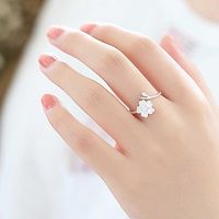 2021 New Pink Diamond Flower Zircon Ring Simple Fashion Personality Open Adjustable Ring main image 4