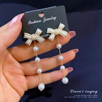 Dripping Bowknot Pearl Earrings Korean Tassel Long Super Fairy Earrings Fashion Sweet Earrings main image 4