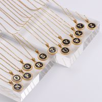 Fashion Accessories Clavicle Chain Stainless Steel 18k Gold Smeared Oil Round Small Pendant 26 Letters Necklace main image 4