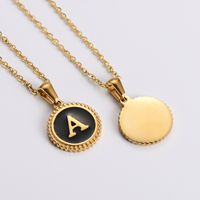 Fashion Accessories Clavicle Chain Stainless Steel 18k Gold Smeared Oil Round Small Pendant 26 Letters Necklace main image 5