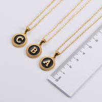 Fashion Accessories Clavicle Chain Stainless Steel 18k Gold Smeared Oil Round Small Pendant 26 Letters Necklace main image 6