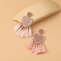 Cross-border New Retro Handmade Heart-shaped Fashion European And American Heart Tassel Earrings main image 5