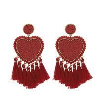Cross-border New Retro Handmade Heart-shaped Fashion European And American Heart Tassel Earrings main image 6
