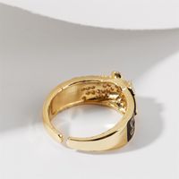 Korean Style Simple Copper Inlaid Zirconium Dripping Oil Cute Leopard Opening Ring Jewelry main image 5