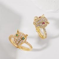Korean Simple Animal Real Gold Electroplating Leopard Open Ring Creative Exquisite Color Retention Ring Jewelry main image 1