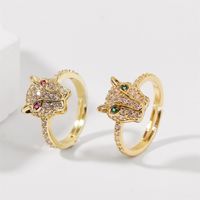 Korean Simple Animal Real Gold Electroplating Leopard Open Ring Creative Exquisite Color Retention Ring Jewelry main image 3