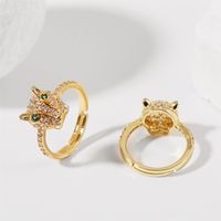 Korean Simple Animal Real Gold Electroplating Leopard Open Ring Creative Exquisite Color Retention Ring Jewelry main image 4