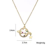 Copper Micro-inlaid Color Zircon Personality Planet Pendant 18k Gold Plated Star Necklace main image 1