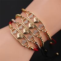 European And American Copper-plated Real Gold Micro-inlaid Zircon Heart Ladies Adjustable Bracelet main image 3
