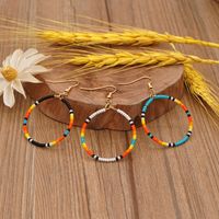 Rice Beads Hand-woven Beaded Ethnic Earrings Bohemian Retro Geometric Hoop Earrings main image 1