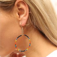 Rice Beads Hand-woven Beaded Ethnic Earrings Bohemian Retro Geometric Hoop Earrings main image 4
