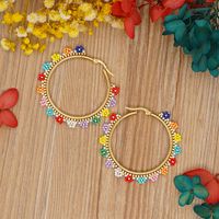 Miyuki Rice Beads Hand-woven Colorful Daisy Beaded Stainless Steel Large Circle Exaggerated Earrings main image 1