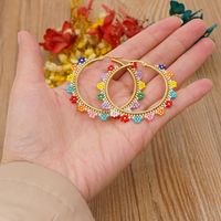 Miyuki Rice Beads Hand-woven Colorful Daisy Beaded Stainless Steel Large Circle Exaggerated Earrings main image 4