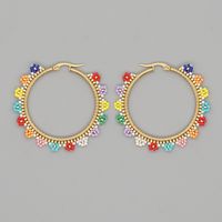 Miyuki Rice Beads Hand-woven Colorful Daisy Beaded Stainless Steel Large Circle Exaggerated Earrings main image 3