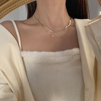 Double Layer Plain Ring Snake Bone Chain Female Retro Necklace Accessories main image 1