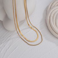 Double Layer Plain Ring Snake Bone Chain Female Retro Necklace Accessories main image 3