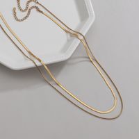 Double Layer Plain Ring Snake Bone Chain Female Retro Necklace Accessories main image 5
