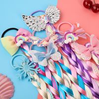 Bande Dessinée Licorne Couleur Bowknot Perruque Cheveux Corde Filles Twist Tresse Cheveux Corde main image 6