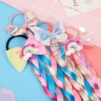 Bande Dessinée Licorne Couleur Bowknot Perruque Cheveux Corde Filles Twist Tresse Cheveux Corde main image 4