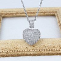 New Heart-shaped Diamond Necklace Female Stock Direct Supply Simple Titanium Steel Rotatable Hollow Love Pendant main image 1