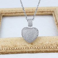 New Heart-shaped Diamond Necklace Female Stock Direct Supply Simple Titanium Steel Rotatable Hollow Love Pendant main image 2