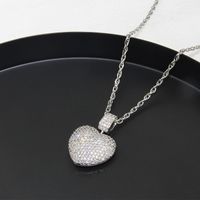 New Heart-shaped Diamond Necklace Female Stock Direct Supply Simple Titanium Steel Rotatable Hollow Love Pendant main image 3
