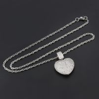 New Heart-shaped Diamond Necklace Female Stock Direct Supply Simple Titanium Steel Rotatable Hollow Love Pendant main image 4