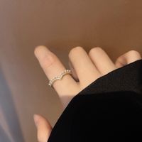 Korean Simple Zircon Index Finger Ring Pearl Micro-inlaid Zircon Ring Personality Ring Wholesale main image 6