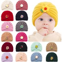 2021 Otoño E Invierno Sombreros De Punto De Lana Para Niños Lindas Flores Pequeñas Gorras Cálidas main image 3