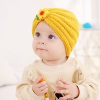 2021 Autumn And Winter Children's Woolen Knitted Hats Cute Little Flowers Warm Caps main image 4