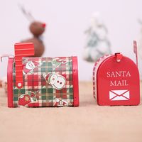 Christmas Decorations Tinplate Mailbox Box Wrought Iron Mailbox Can Children's Gift Cartoon Candy Box main image 4