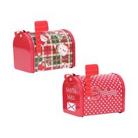 Christmas Decorations Tinplate Mailbox Box Wrought Iron Mailbox Can Children's Gift Cartoon Candy Box main image 6