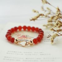 Moda Estilo Retro Pulsera De Ágata Con Cuentas Al Por Mayor Damas China Rojo Estilo Étnico Pulsera De Ágata Roja main image 2